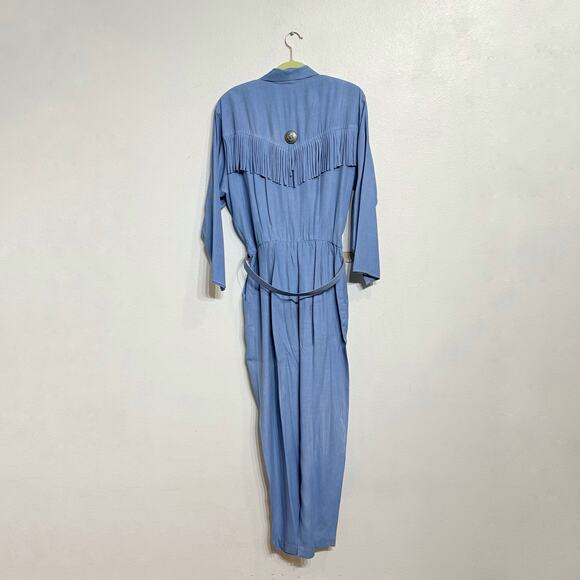 Rabbit Rabbit Rabbit Chambray Vintage Fringe Jumpsuit Sz M - Picture 9 of 12